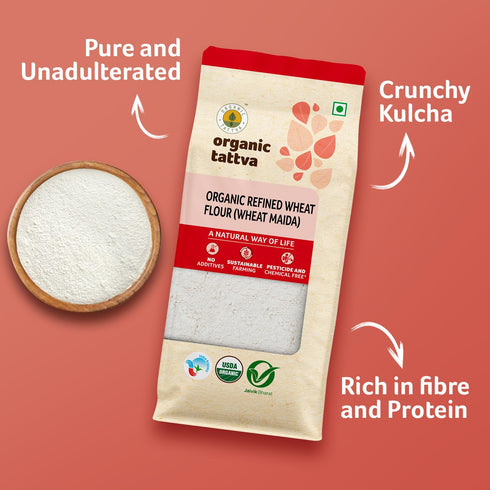 Flour,500g Organic Tattva Organic Wheat Maida USDA Certified