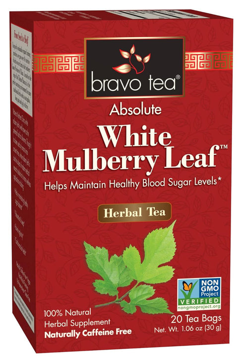 Bravo Tea Absolute White Mulberry Leaf Herbal Tea, Caffeine Free, 20 Tea Bags