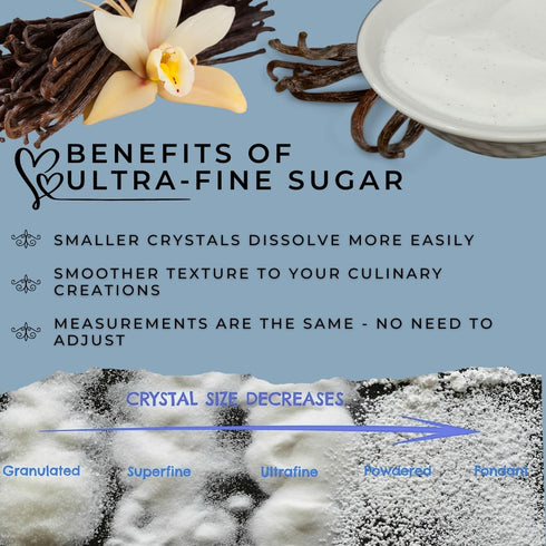 1.8 lbs 1 Pack 27 Oz Organic Madagascar Vanilla Ultra-fine Sugar | For Chefs, Home Cooking, Ice Cream, Cocktails