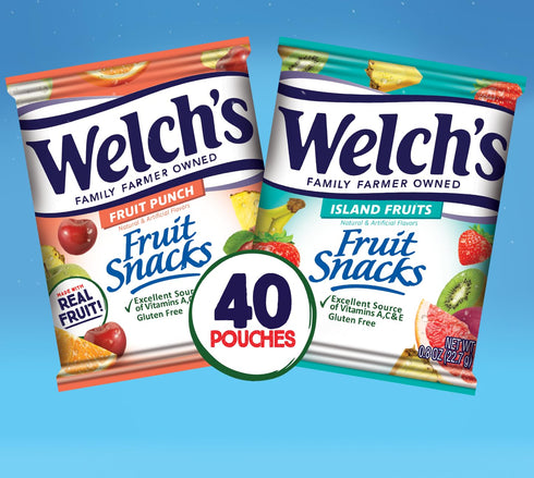 Pack, 0.8 oz (Pack 80) Welch's Fruit Snacks Bundle, Mixed Fruit & Island Fruits, Gluten Free, Bulk Individual Single