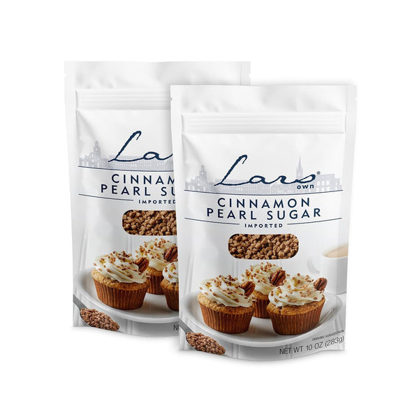Lars Own Cinnamon Pearl Sugar 2-Pack, 10-oz Resealable Pouch Warm Spice Crunch