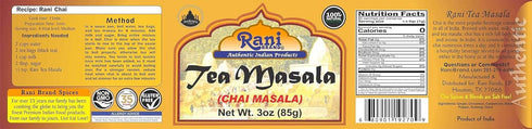 Rani Tea (Chai) Masala Indian Spice Blend 3oz (85g) PET Jar, All Natural, Vegan, Gluten Friendly