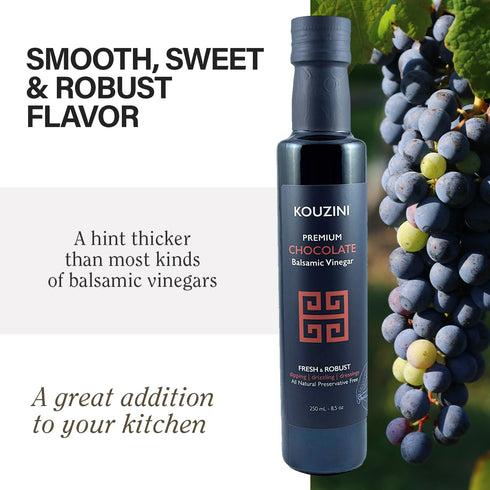 250ml Kouzini Ultra Premium Chocolate Balsamic Vinegar, Aged Balsamic Vinegars from Modena, Italy, Premium, Smooth