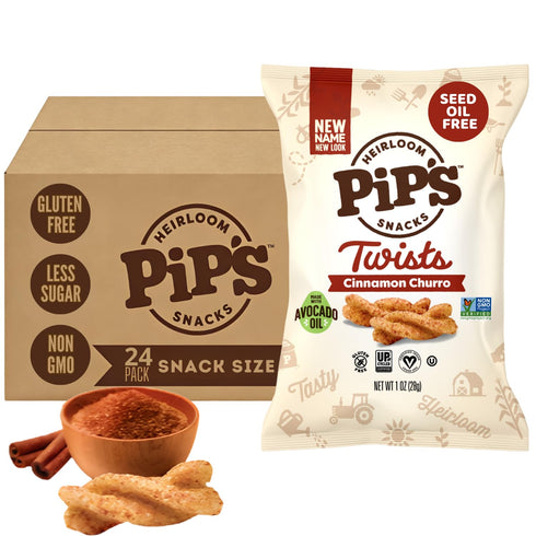 Pips Heirloom Cinnamon Churro Twists 1 oz Bags (24 pk) Individually Wrapped
