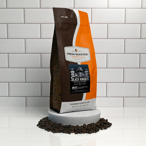 2 lb (32 oz) Fresh Roasted Coffee, Organic Black Knight | USDA Organic, Kosher | Dark Roast Whole Bean