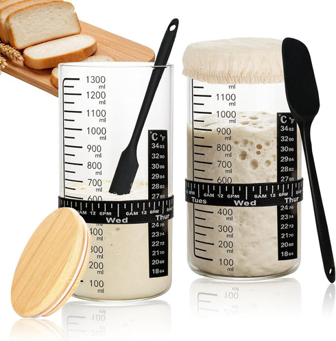 Ljrswda Extra Large Sourdough Starter Jar Kit, 48 Oz Wide Mouth Thickened Glass