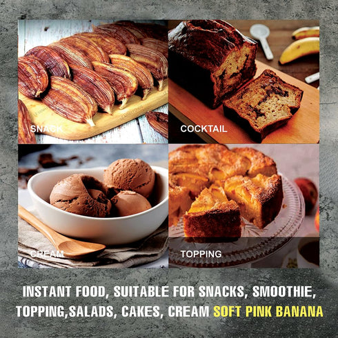 5.29oz (150g) SOFT DRIED PINK BANANA VIETFARMFOOD: Convection dried fruit, pure natural sweetness without sugar, soft
