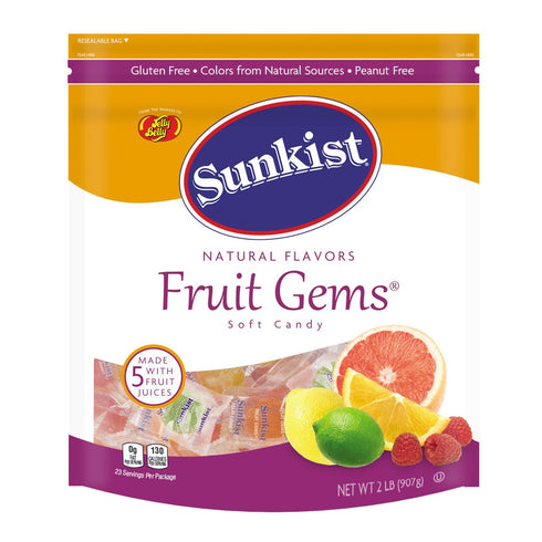 Jelly Belly Sunkist Fruit Gems (Individually Wrapped) - 2 Pound Resealable Pouch