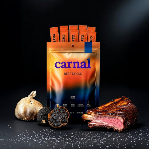 10 Pack Carnal Luxury Beef Sticks - Black Truffle & Black Garlic Gourmet Flavor - Chef Crafted Paleo-Friendly Keto