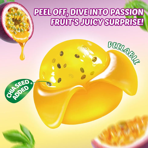 85 Pack AMOS Peelerz Passion Fruit g Tropical Snack, Pre-Peeled Style Passion Fruit Candy,Fruity Flavor & Peelable