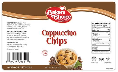 Baker's Choice 9 oz. Cappuccino Flavored Chocolate Chips - Dairy Free, Kosher