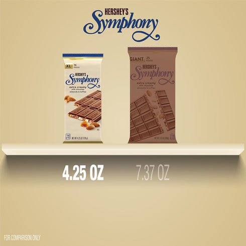 4.25 oz (16 HERSHEY'S SYMPHONY Milk Chocolate, Almonds and Toffee XL, Candy Bar, Pieces)