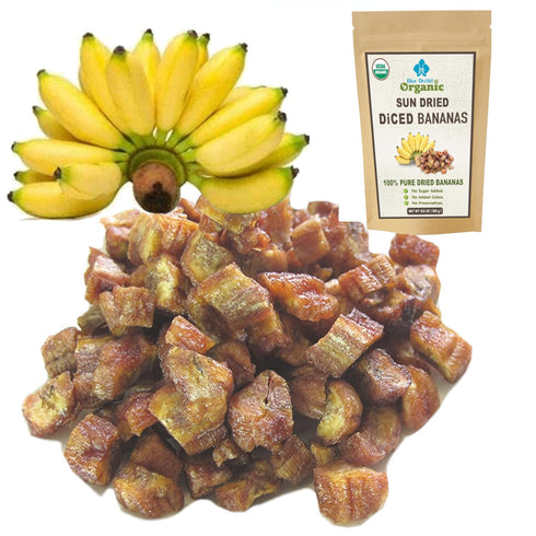 Organic Sun Dried Bananas Diced Fruit Pieces - Healthy Thai Natural Fruit