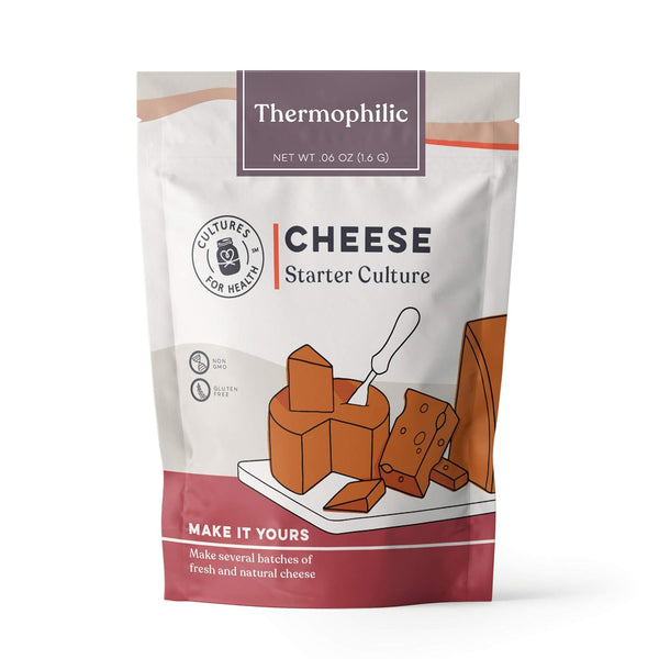 Cultures for Health Thermophilic Cheese Starter Culture - 4 Gluten-Free Packets + 2 Vegetable Rennet Tablets