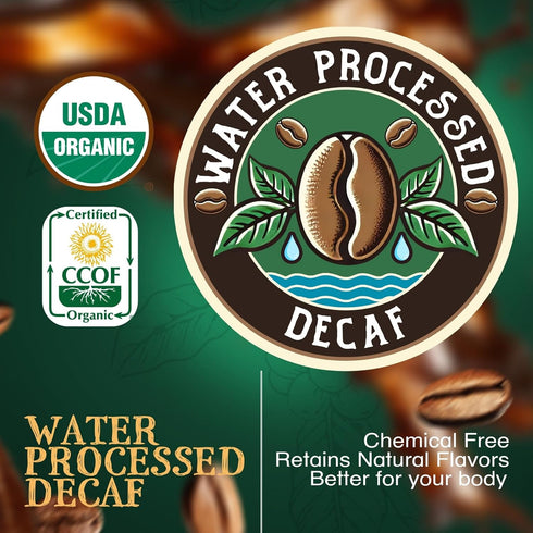 16-Ounce The Bean Organic Coffee Company Water Processed DECAF Vanilla Bean, Medium Roast, Whole Bean Coffee, Bag