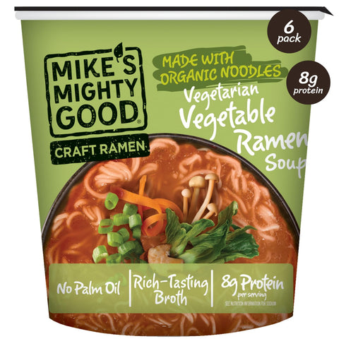 Mikes Mighty Vegetarian Vegetable Ramen Cup (Pack of 6) 8g Protein Instant