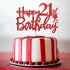 Red Glitter Happy 21st Birthday Cake Topper - 21Sign Cake Topper, Cheers to 21 Years Party Supplies