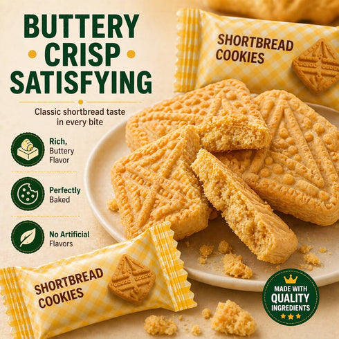 Generic 30 Pack Packs (6 180 Shortbread Cookies Individually Wrapped, Snack Cookies Each), Total Cookies, Bulk Buttery