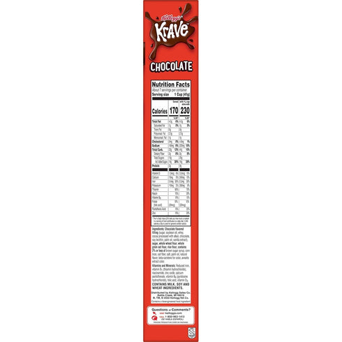 Kellogg's 11.4oz Krave, Breakfast Cereal, Chocolate, Filling Made with Real Chocolate, Box