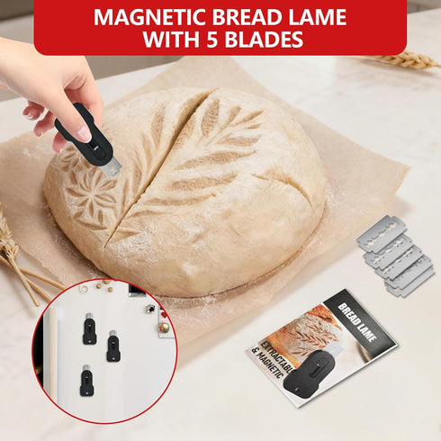 TKVAZK 9" 10" Sourdough Starter Kit, Bread Baking Supplies with Sourdough Jar Round & Oval Proofing Basket Magnetic