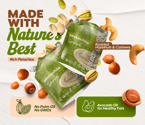 10 oz Nut Dreamers Pistachio Spread Vegan Keto Gluten Free Sugar Free Nut Butter Snack Pouch with Pistachios & Cashews