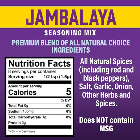 0.42 oz Packets, Pack 6, Cajun's Choice Jambalaya Seasoning Mix - of Gluten-Free, No MSG, Authentic Louisiana Creole