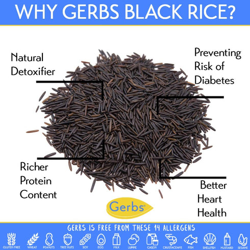 2 lbs. 14 Gerbs Wild Black Rice | No Artificial Additives, Resealable Bag | Naturally Nutty & Chewy | Top Allergen-Free