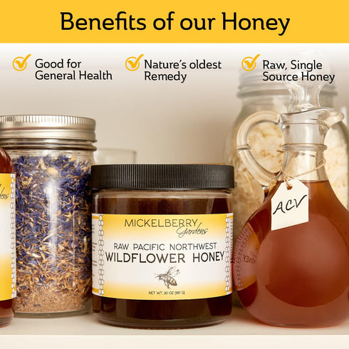 (20 Raw Wildflower Honey - Pure, Unadulterated, Clean, Grade A Strained Honey from the Pacific Northwest ounces)