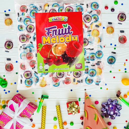 10 Oz Fruit Slices Candy Individually Wrapped - Fruit Melody Hard Candy Assortment in Bulk Variety Fruity Flavors