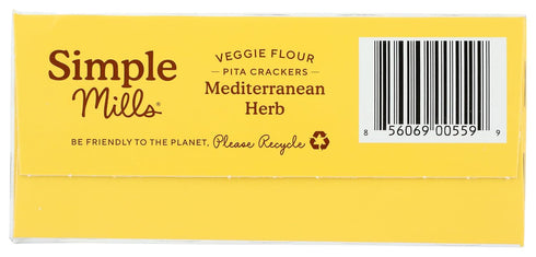 4.25 (Pack 1) Simple Mills Veggie Pita Crackers, Mediterranean Herb - Gluten Free, Vegan, Healthy Snacks, Paleo