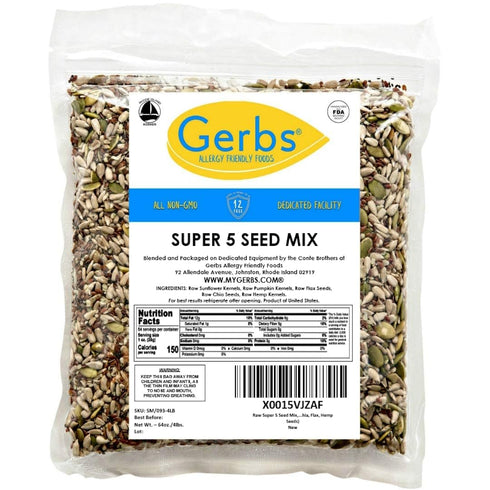5 4 lbs. 14 Gerbs Super Seed Snack Mix | Raw, No Artificial Additives, Resealable Bag | Crunchy Pumpkin, Sunflower