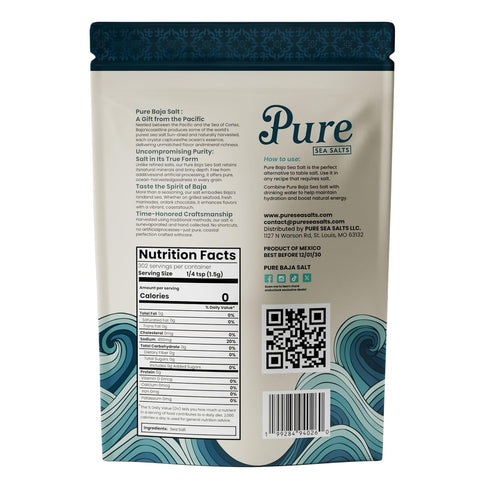 1 lb, 100% Pure Sea Salts Baja Sea Salt Organic, Unrefined, Natural Grain Crystals, Mineral-Rich, Low Sodium