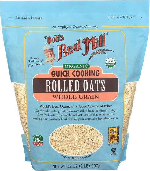 Bob's Red Mill Organic Quick Cooking Rolled Oats, 32 Ounce (Pack of 2)