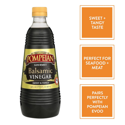 30 OZ. (Pack 2) Pompeian Gourmet Balsamic Vinegar, Perfect for Salad Dressings, Sauces, Seafood & Meat Dishes