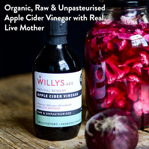 Willy's Organic Apple Cider Vinegar with Mother - Detox Probiotics for Gut Wellness
