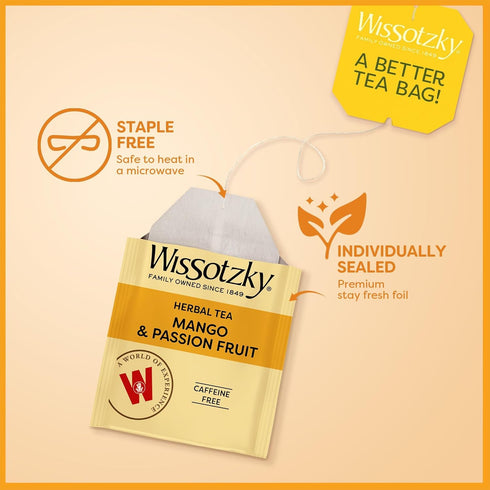 (6 Pack -120 Wissotzky Mango Passion Fruit Herbal Tea Tea Bags) | Tropical Blend | Caffeine Free Tea