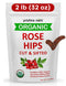 2 lb (32 oz) 100% USDA Organic Rose Hips Dried Bulk, Rosehips