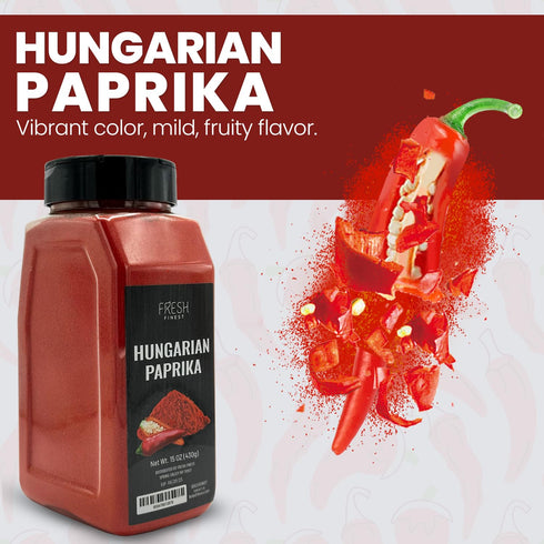 Fresh Finest Hungarian Paprika, Authentic Sweet Paprika Powder, Mild Spice for a Wide Range of Dishes - 15oz (430g)