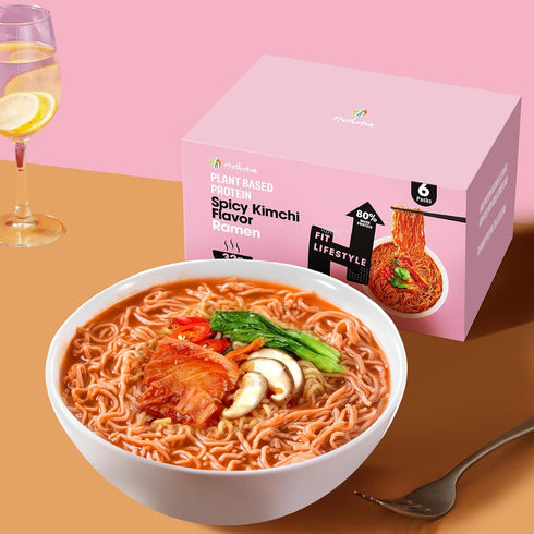 6-Pack 10-Pack Hethstia Spicy Kimchi Protein Ramen and Konjac Jelly Peach Flavor Drinkable Snack, Squeeze Pouches