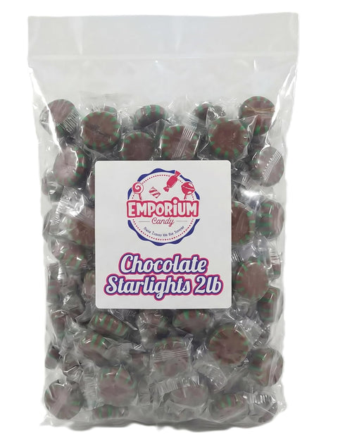 Emporium Candy Chocolate Starlight Candy 2 lbs - Bulk Minty Cocoa Hard Swirl Individually