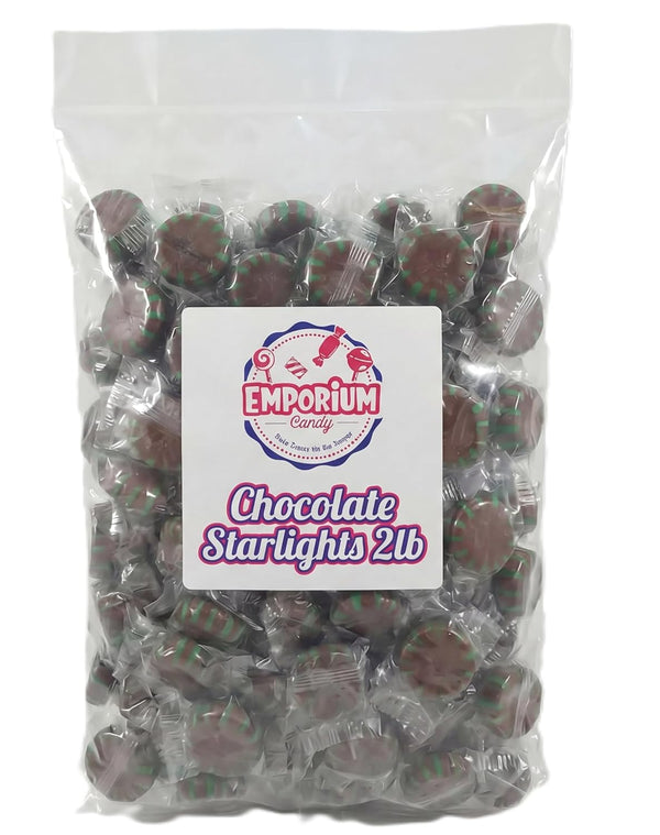 Emporium Candy Chocolate Starlight Candy 2 lbs - Bulk Minty Cocoa Hard Swirl Individually