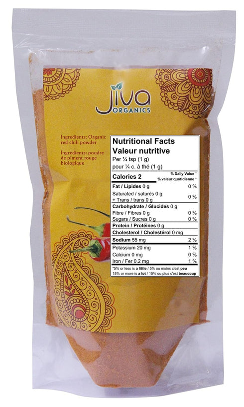 Jiva Organics Organic Red Chili Powder, 7 oz Bag, Extra Hot, Ground Indian Chillies, 100% Natural & Non-GMO