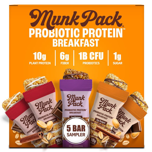Munk Pack Sampler Pack Probiotic Protein Snack Bars | 10g Plant Protein,