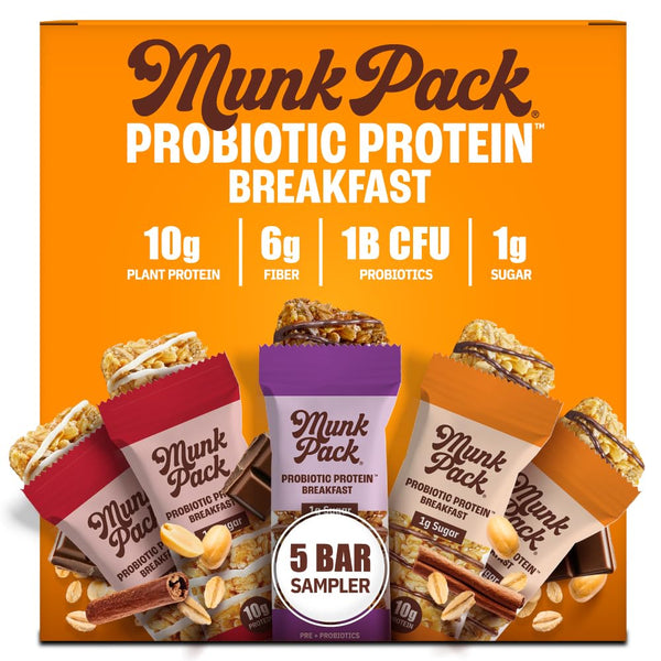 Munk Pack Sampler Pack Probiotic Protein Snack Bars | 10g Plant Protein,