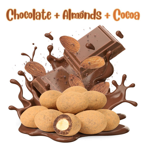 12 OZ Dark Chocolate Cocoa Dusted Almonds by It's Delish, Bulk Bag | Choc Covered Almond Candy Snack | Healthy Snacks