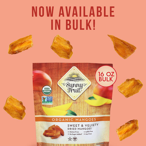 1 Sunny Fruit Soft Organic Dried Mangoes - Pound Bulk Bag | No Preservatives, No Sugar Added | Healthy, Naturally Sweet