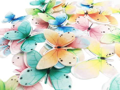 Set of 30 Edible Butterfly Cupcake Toppers, Wedding Cake Birthday Party Food Decoration Mixed Size & Colour