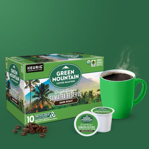 60 Count, (6 Packs 10) Green Mountain Coffee Roasters Sumatra Reserve, Keurig Single Serve K-Cup Pods, Dark Roast
