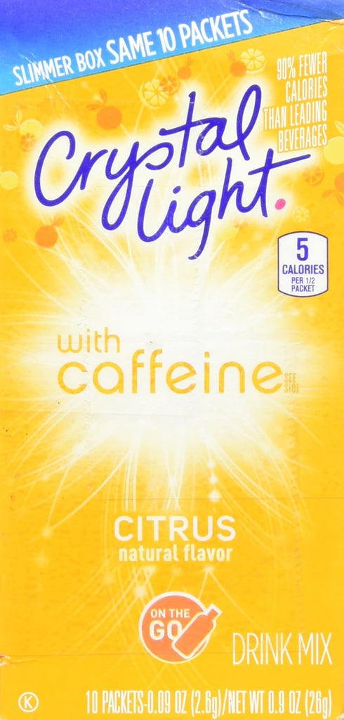 Crystal Light On The Go Citrus Caffeine - 10 Packets (Pack of 4)