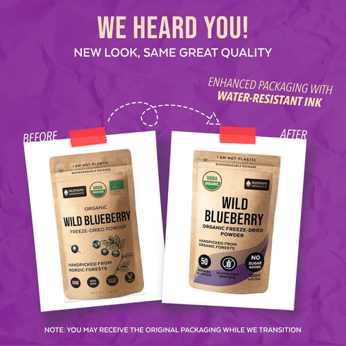 Wild Blueberry Powder Organic, USDA Certified, for Smoothies, Baking, Rich in Antioxidants